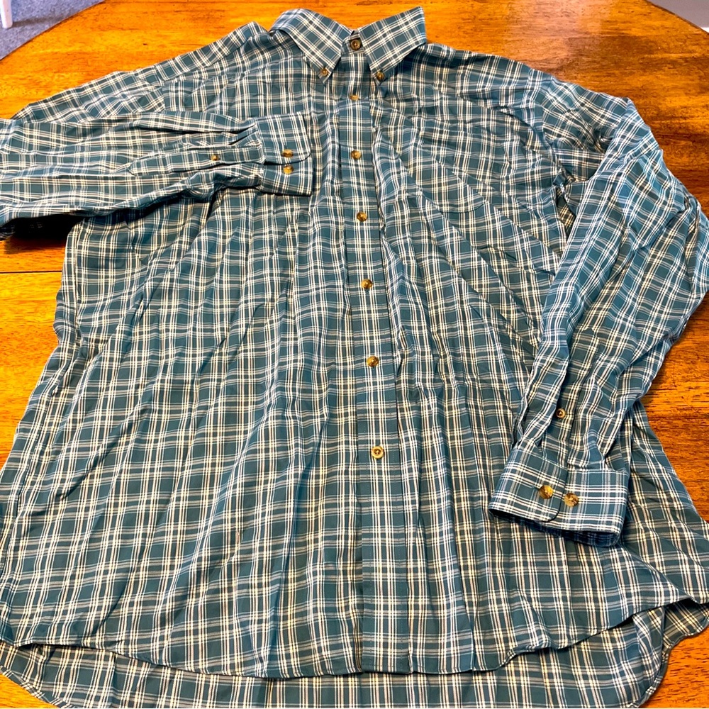 Men’s LL Bean light plaid flannel Green 2XL